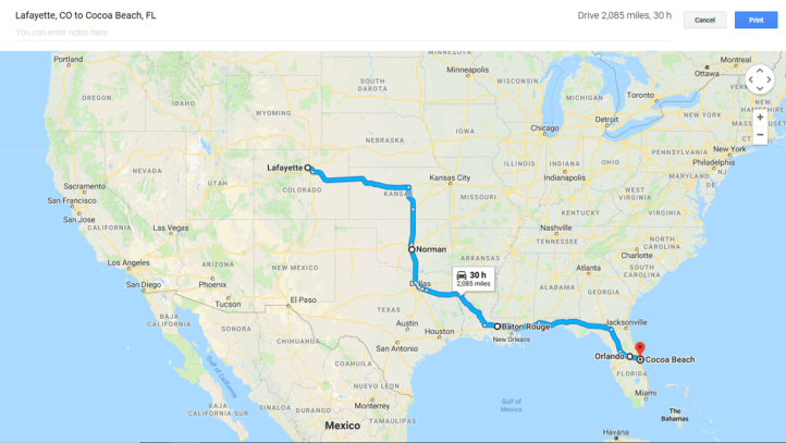 Lafayette to Cocoa Beach